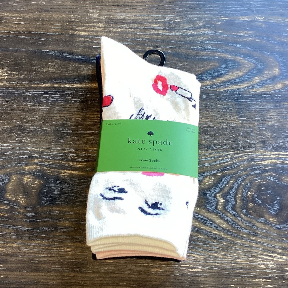 Kate Spade Set of 3 Crew Socks NWT